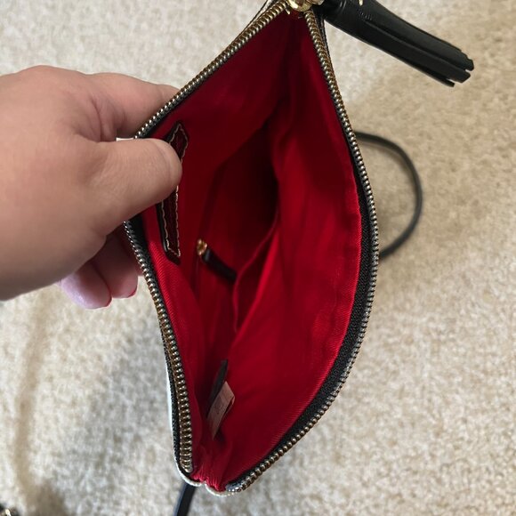 Dooney and Bourke Serengeti Foldover Zip Crossbody, Zebra/Black - Picture 7 of 8